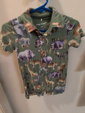 Posh Peanut Bamboo 6-9m Kids' Posh Safari Print Romper